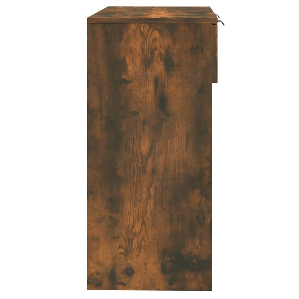 Smoked Oak Engineered Wood Console Table - 90x36x75 cm