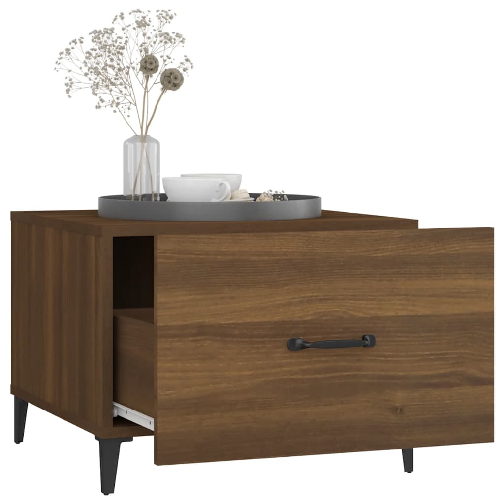 Coffee Table with Metal Legs Brown Oak 50x50x40 cm