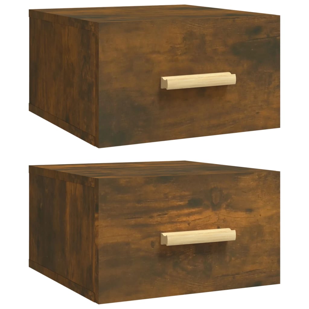 Smoked Oak Wall-Mounted Bedside Cabinets 2pcs - 35x35x20 cm