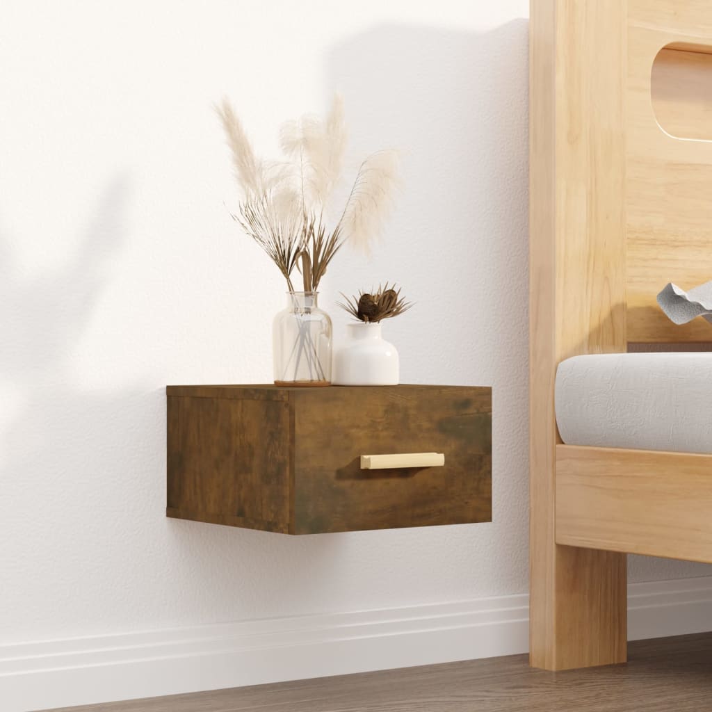 Smoked Oak Wall-Mounted Bedside Cabinets 2pcs - 35x35x20 cm