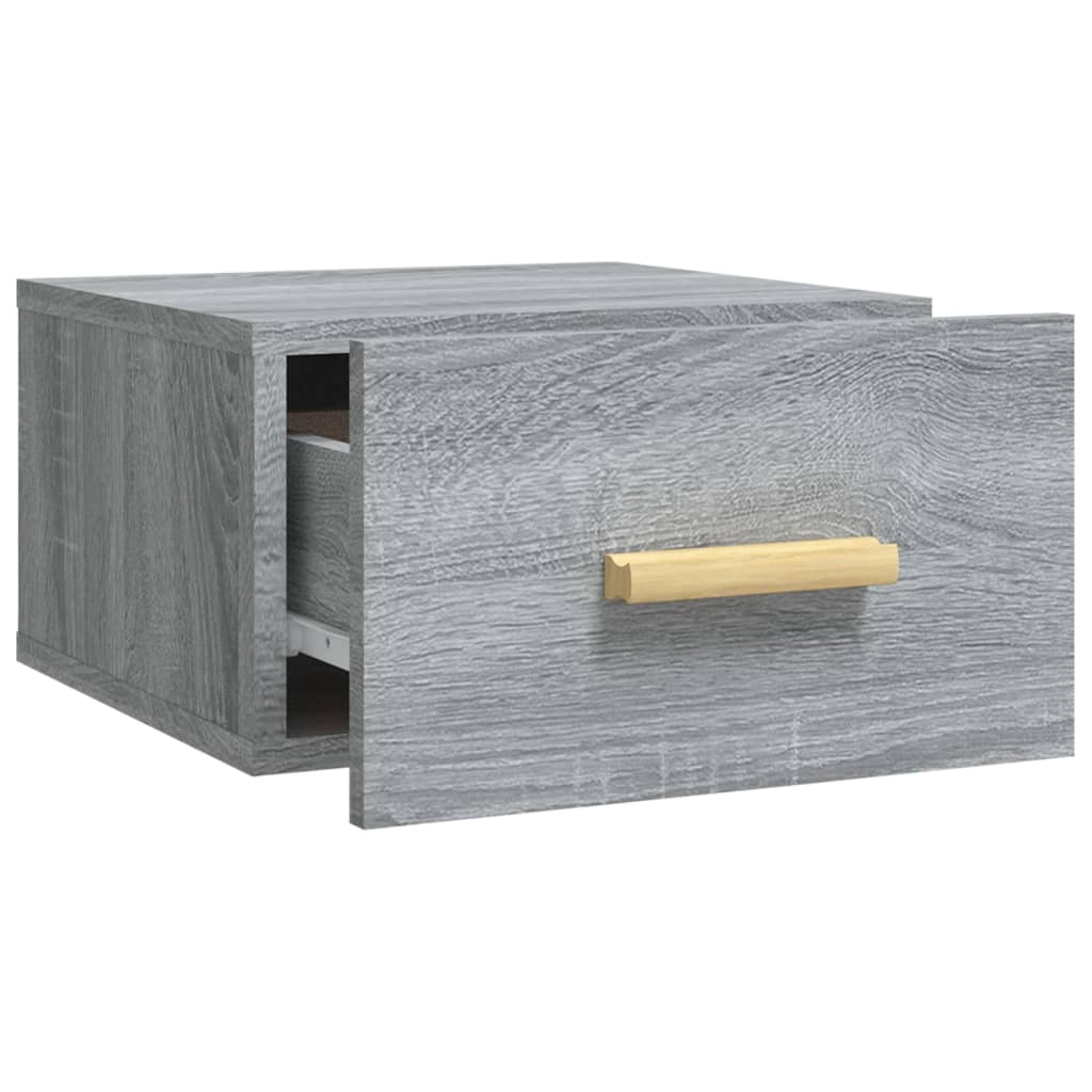 Grey Sonoma Wall-mounted Bedside Cabinets - Set of 2, 35x35x20 cm