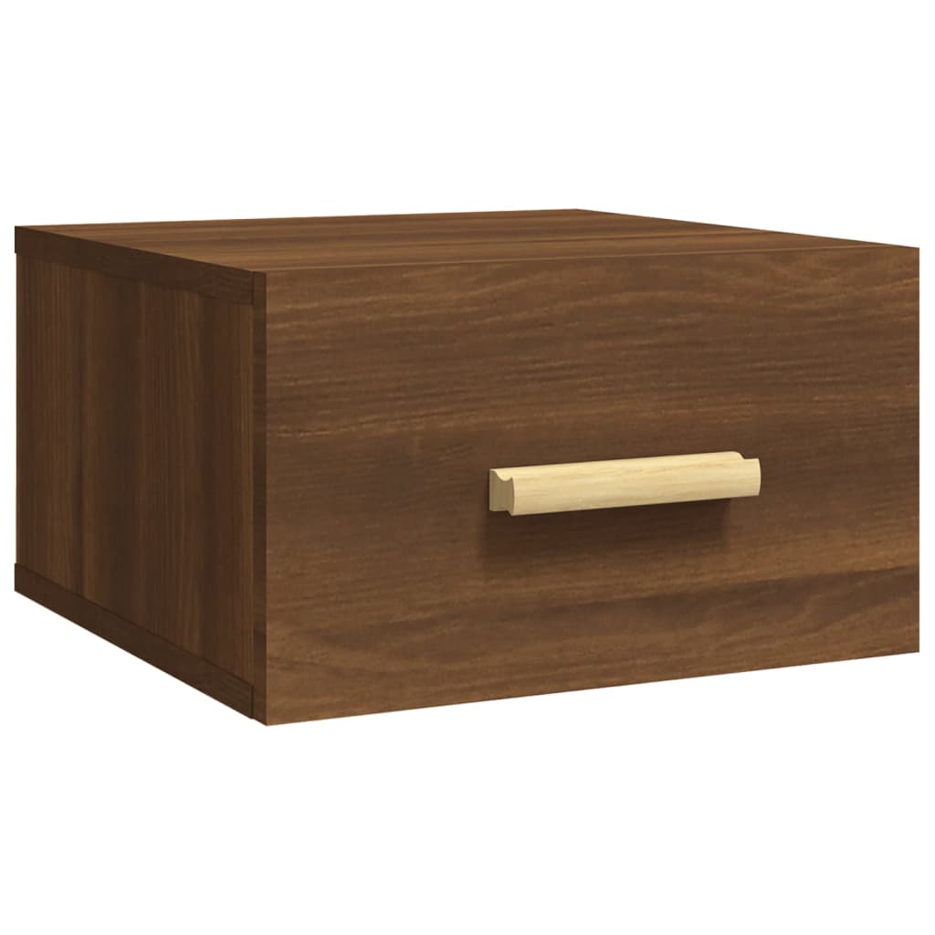 Brown Oak Wall-Mounted Bedside Cabinet - 35x35x20 cm