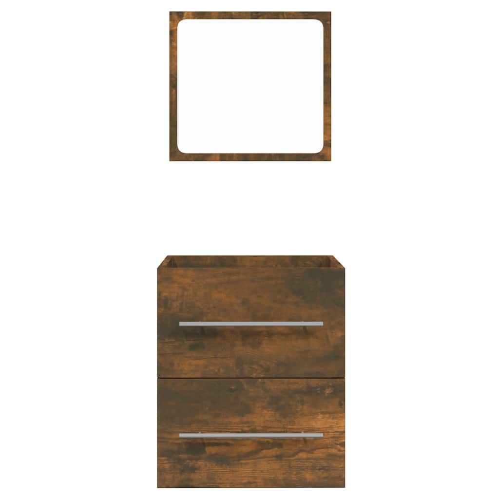 Smoked Oak Bathroom Cabinet with Mirror - Engineered Wood, 41x38.5x48 cm