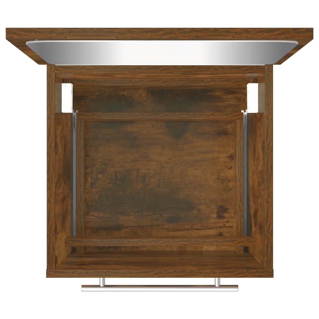 Smoked Oak Bathroom Cabinet with Mirror - Engineered Wood, 41x38.5x48 cm