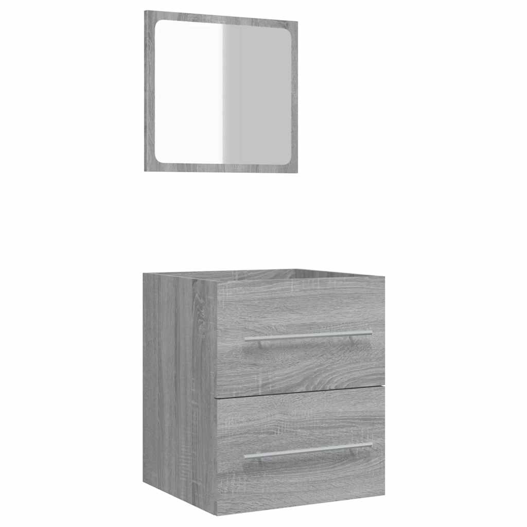 Grey Sonoma Bathroom Cabinet with Mirror - Engineered Wood, 41x38.5x48 cm