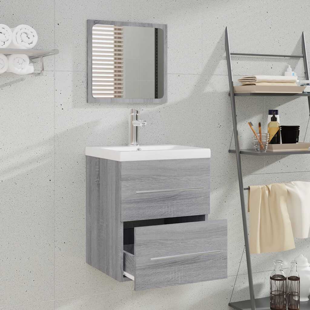 Grey Sonoma Bathroom Cabinet with Mirror - Engineered Wood, 41x38.5x48 cm
