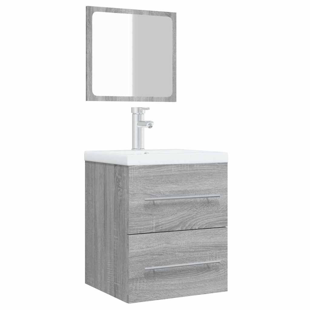 Grey Sonoma Bathroom Cabinet with Mirror - Engineered Wood, 41x38.5x48 cm