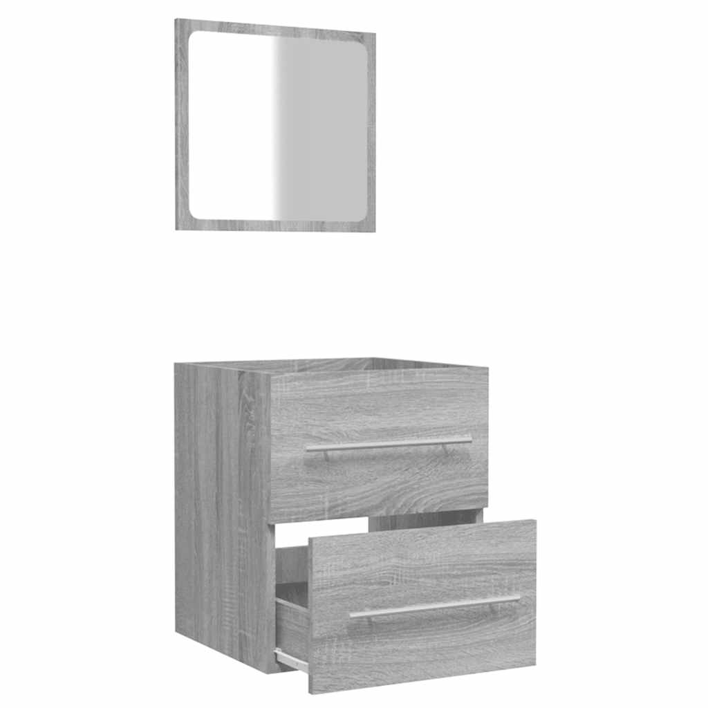 Grey Sonoma Bathroom Cabinet with Mirror - Engineered Wood, 41x38.5x48 cm