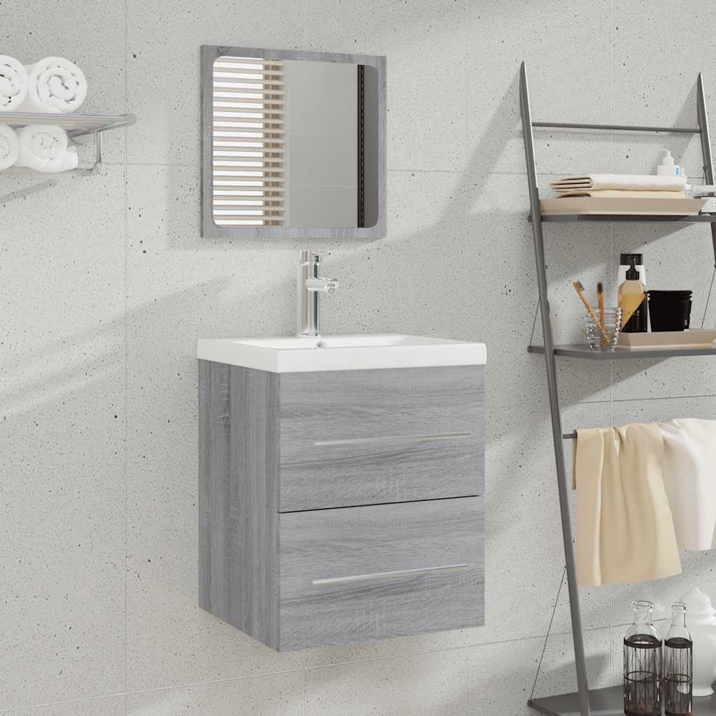 Grey Sonoma Bathroom Cabinet with Mirror - Engineered Wood, 41x38.5x48 cm