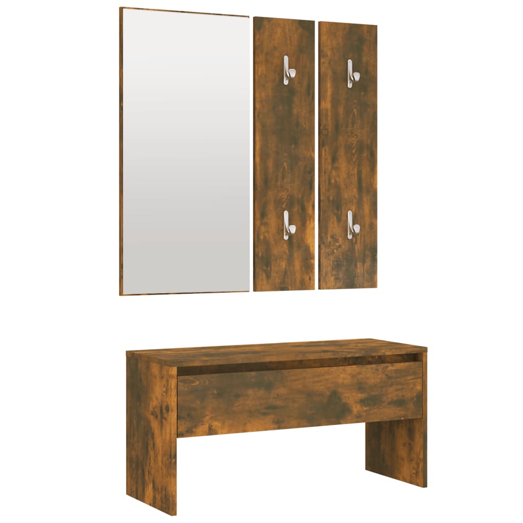 Smoked Oak Hallway Furniture Set – Engineered Wood Elegance