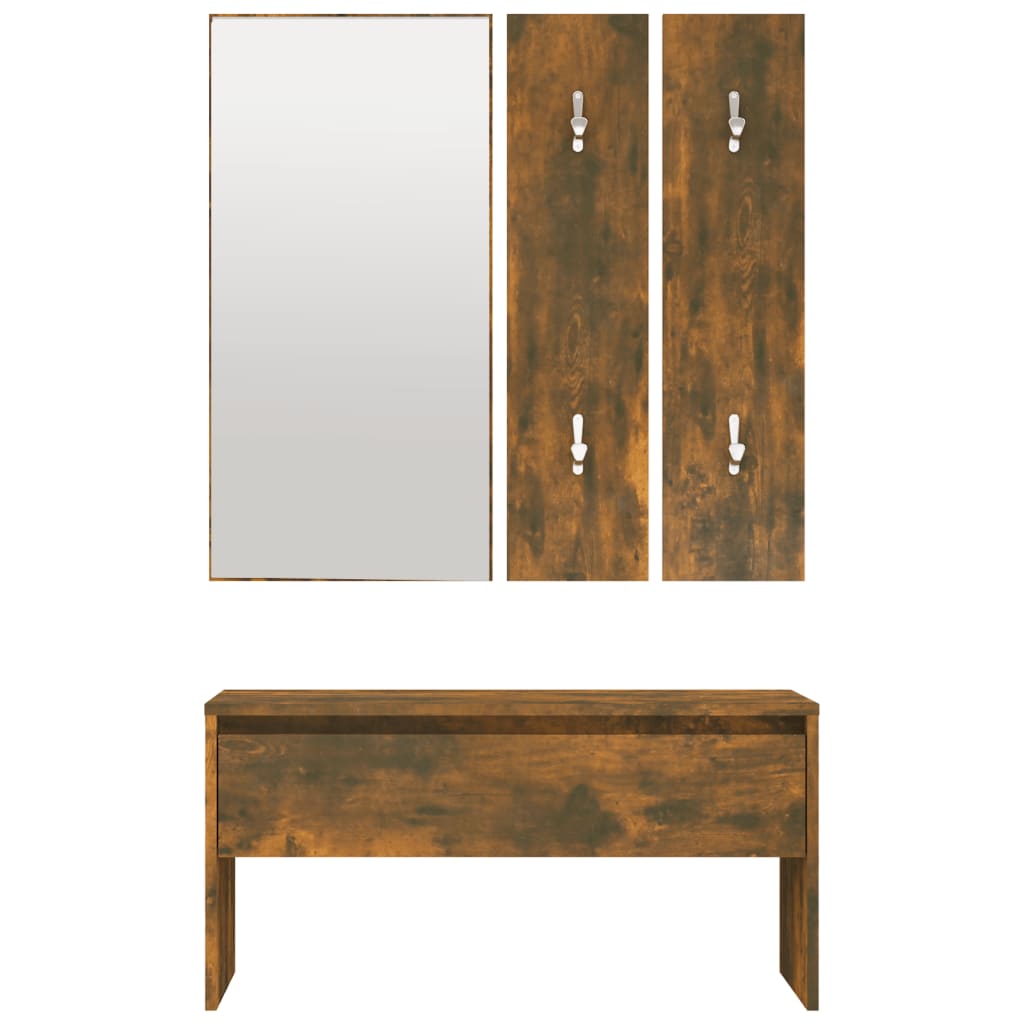 Smoked Oak Hallway Furniture Set – Engineered Wood Elegance