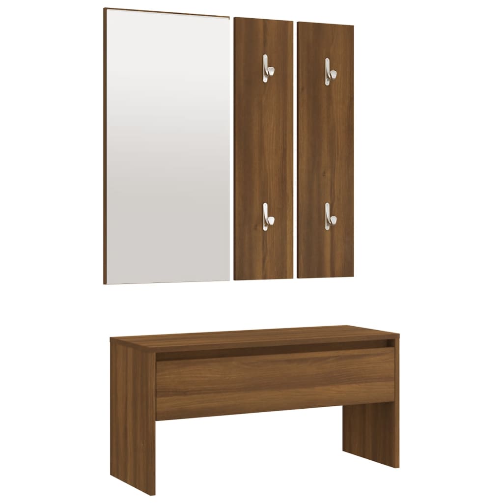 Brown Oak Engineered Wood Hallway Furniture Set