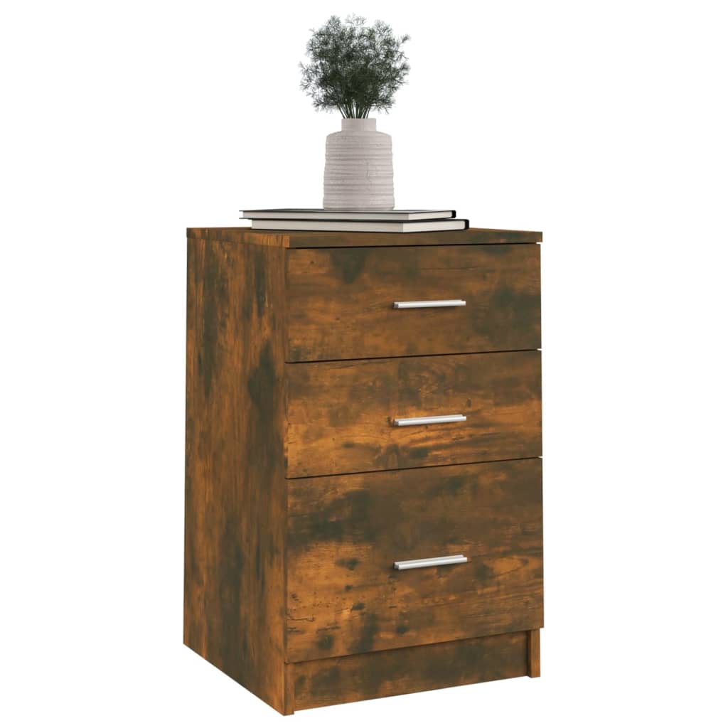 Compact Smoked Oak Bed Cabinet - 40x40x63 cm, Engineered Wood