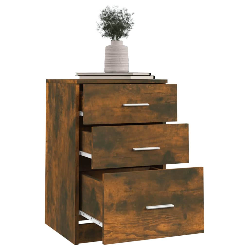 Compact Smoked Oak Bed Cabinet - 40x40x63 cm, Engineered Wood