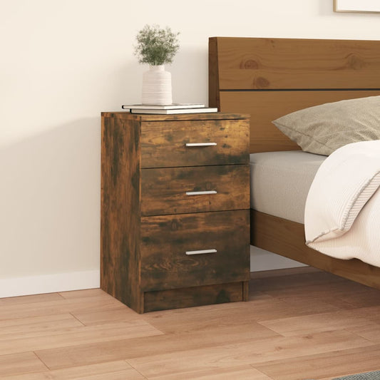 Compact Smoked Oak Bed Cabinet - 40x40x63 cm, Engineered Wood