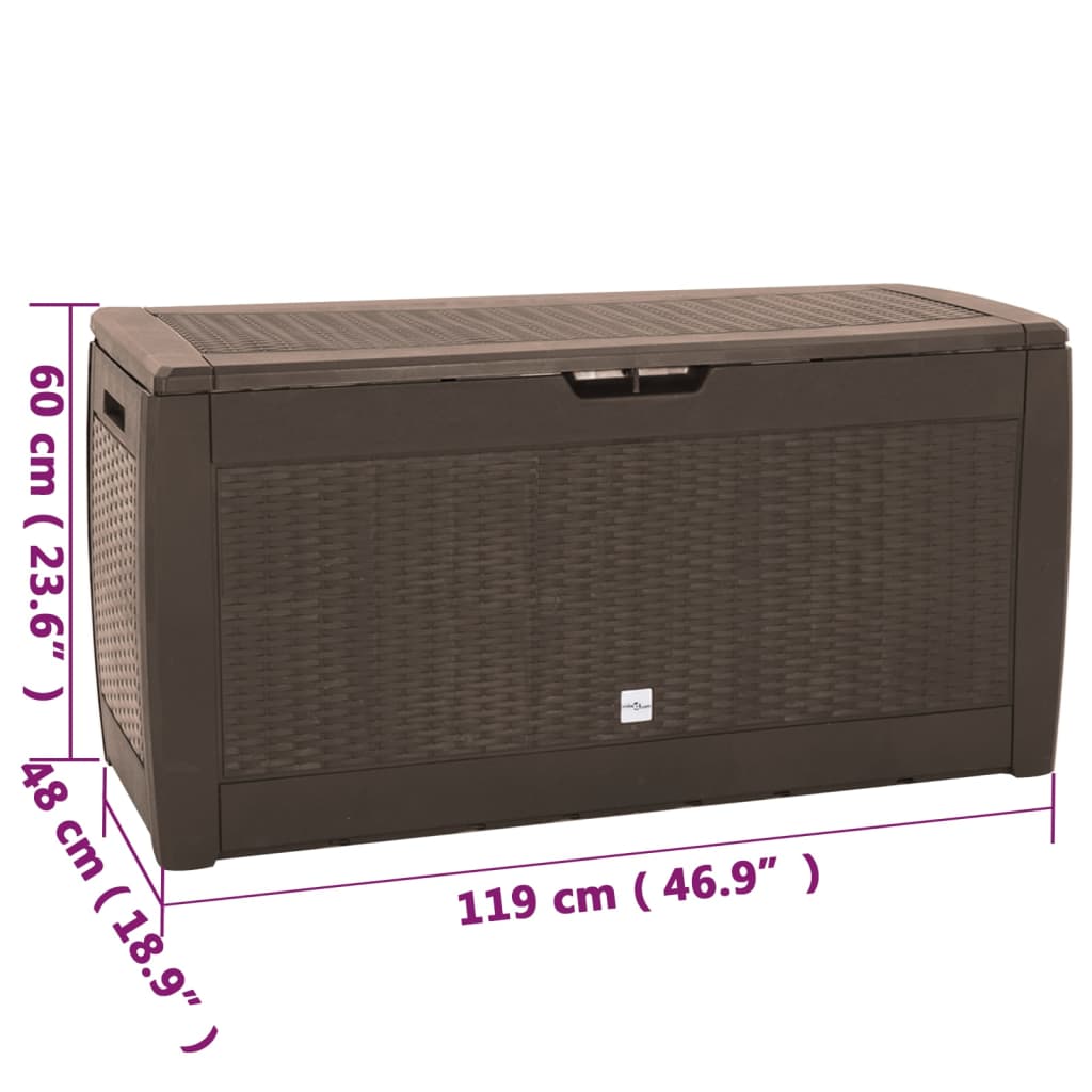 Brown Garden Storage Box - 119x48x60 cm - Durable PP Material