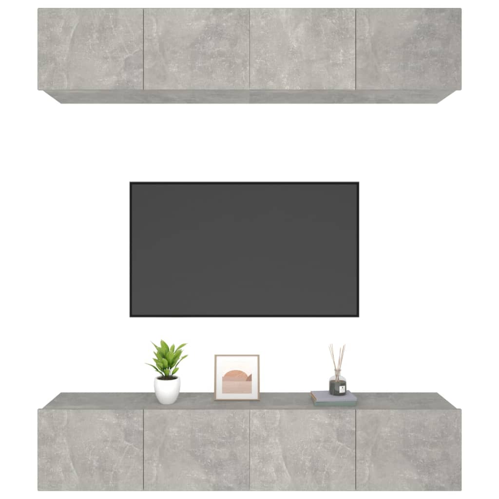 TV Cabinets 4 pcs Concrete Grey 80x30x30 cm Engineered Wood