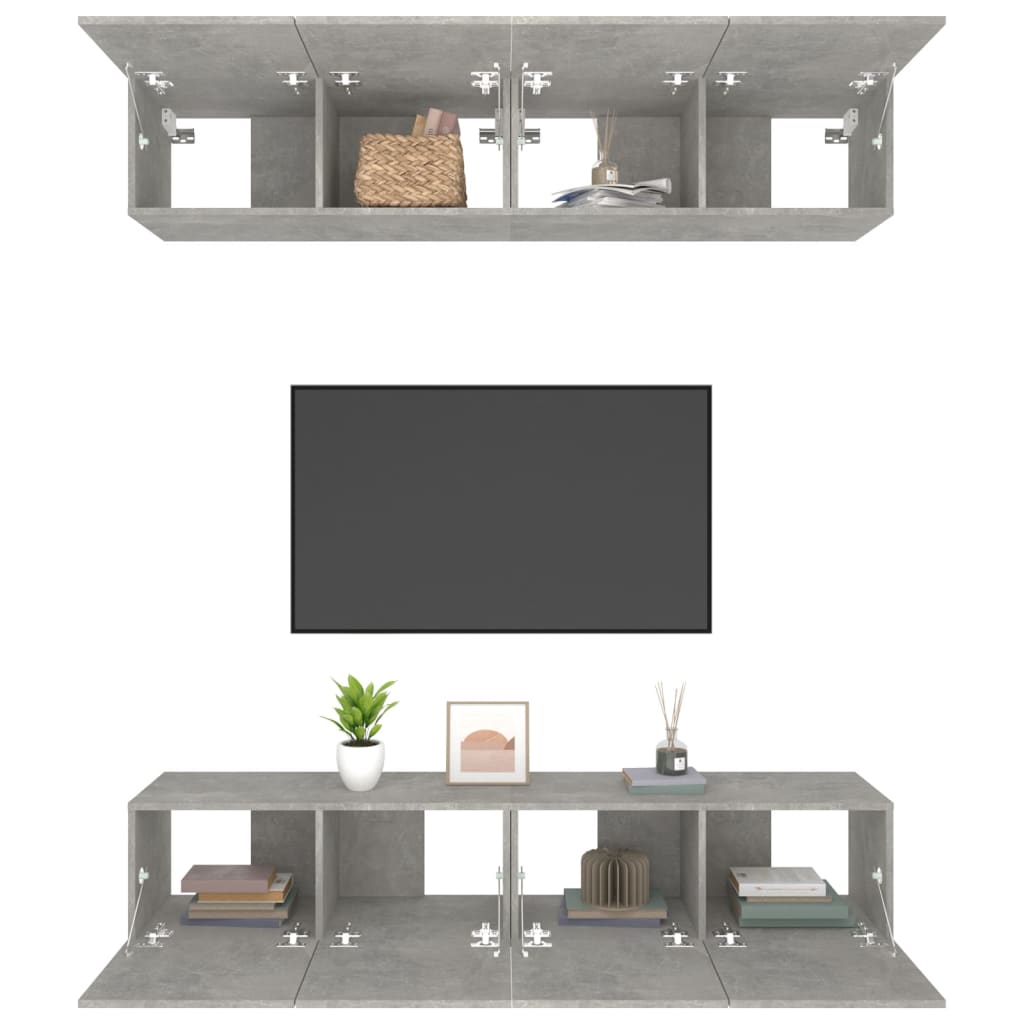 TV Cabinets 4 pcs Concrete Grey 80x30x30 cm Engineered Wood