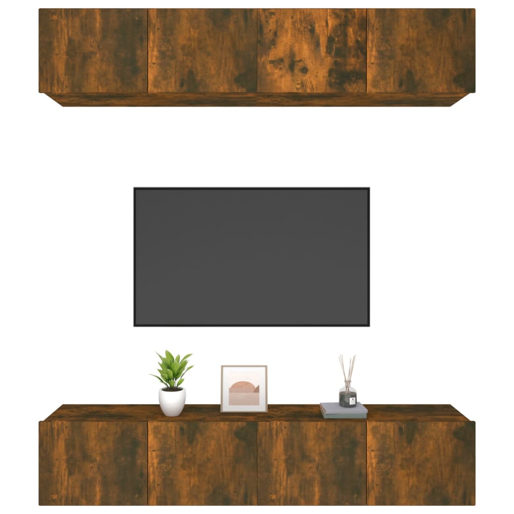 TV Cabinets 4 pcs Smoked Oak 80x30x30 cm Engineered Wood