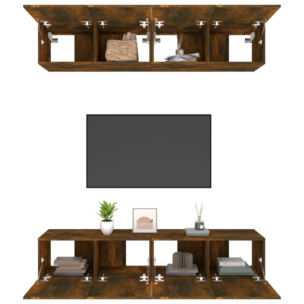 TV Cabinets 4 pcs Smoked Oak 80x30x30 cm Engineered Wood