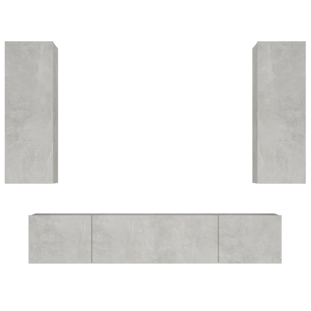 4 Piece TV Cabinet Set Concrete Grey Engineered Wood