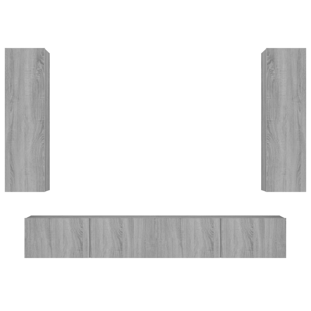 4 Piece TV Cabinet Set Grey Sonoma Engineered Wood
