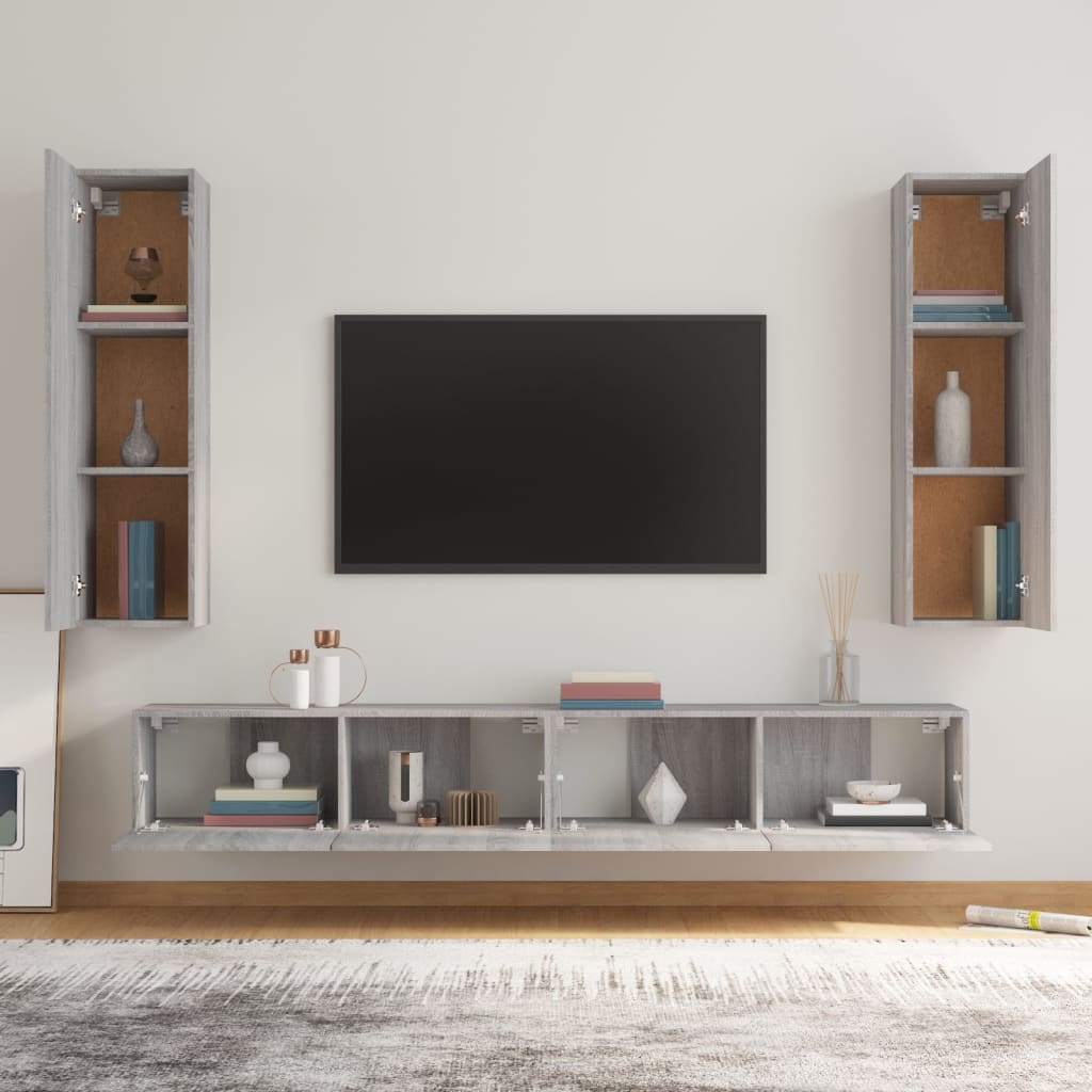 4 Piece TV Cabinet Set Grey Sonoma Engineered Wood