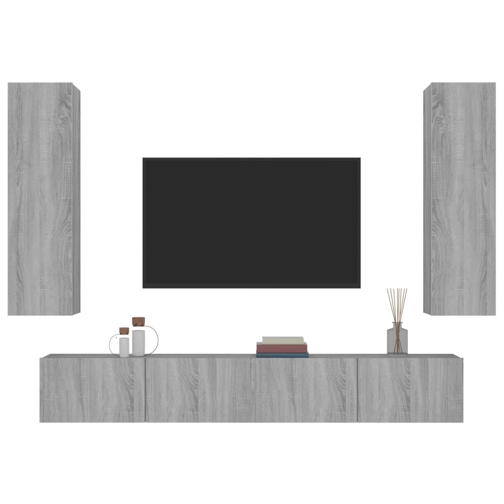 4 Piece TV Cabinet Set Grey Sonoma Engineered Wood