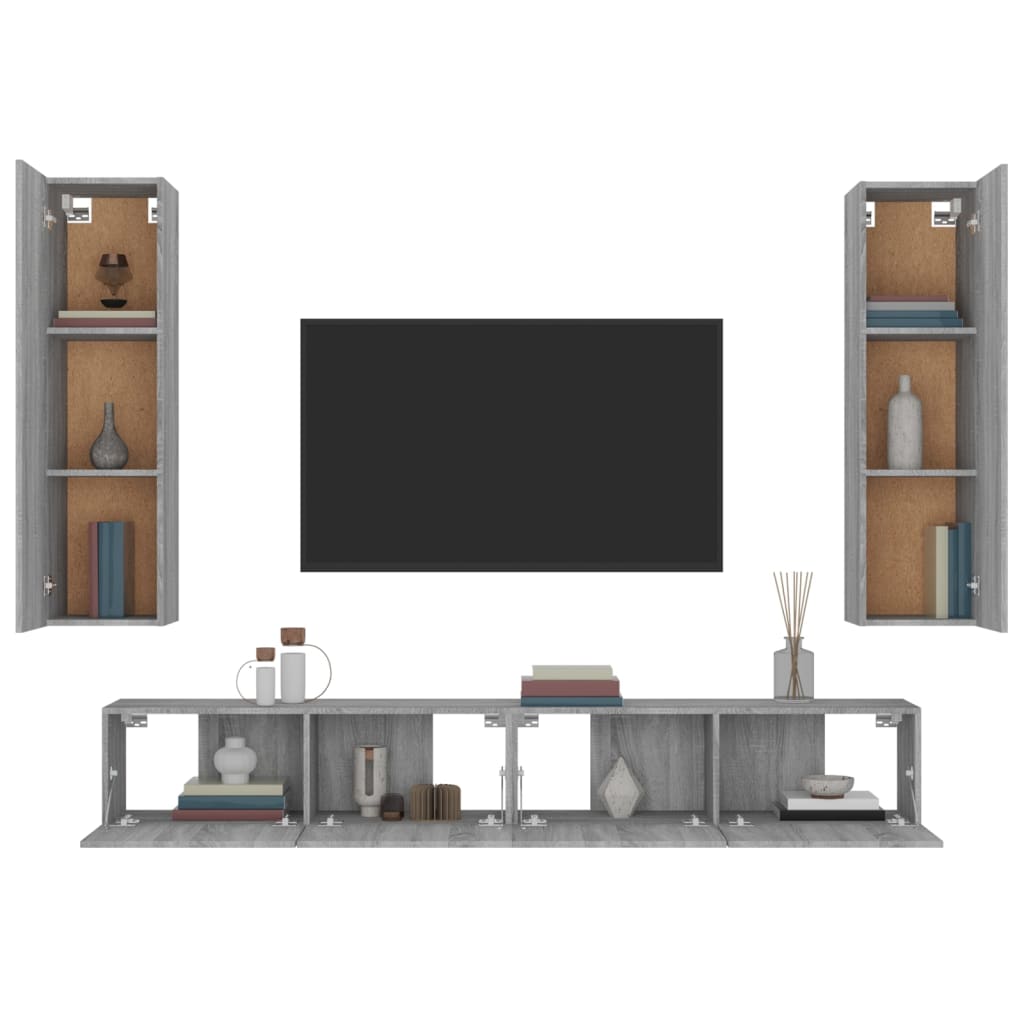 4 Piece TV Cabinet Set Grey Sonoma Engineered Wood