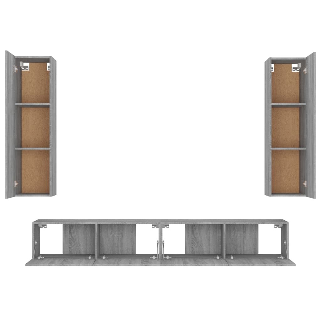 4 Piece TV Cabinet Set Grey Sonoma Engineered Wood