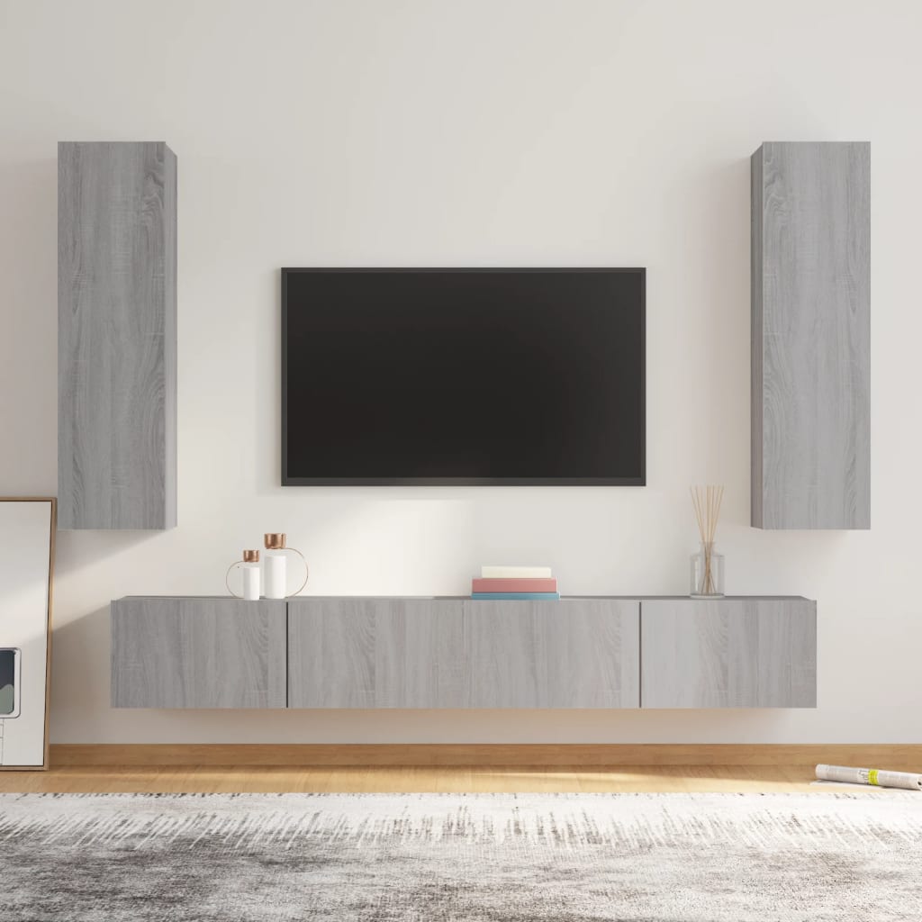 4 Piece TV Cabinet Set Grey Sonoma Engineered Wood