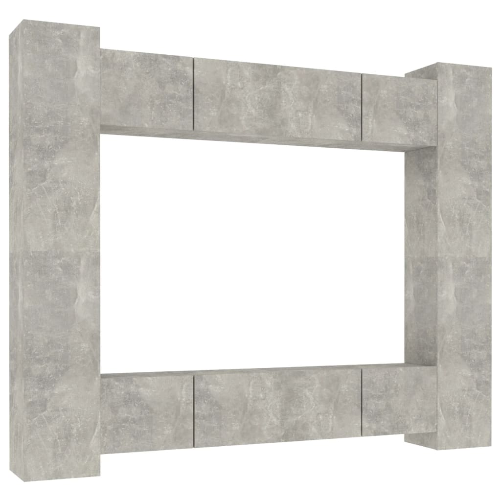 8 Piece TV Cabinet Set Concrete Grey Engineered Wood