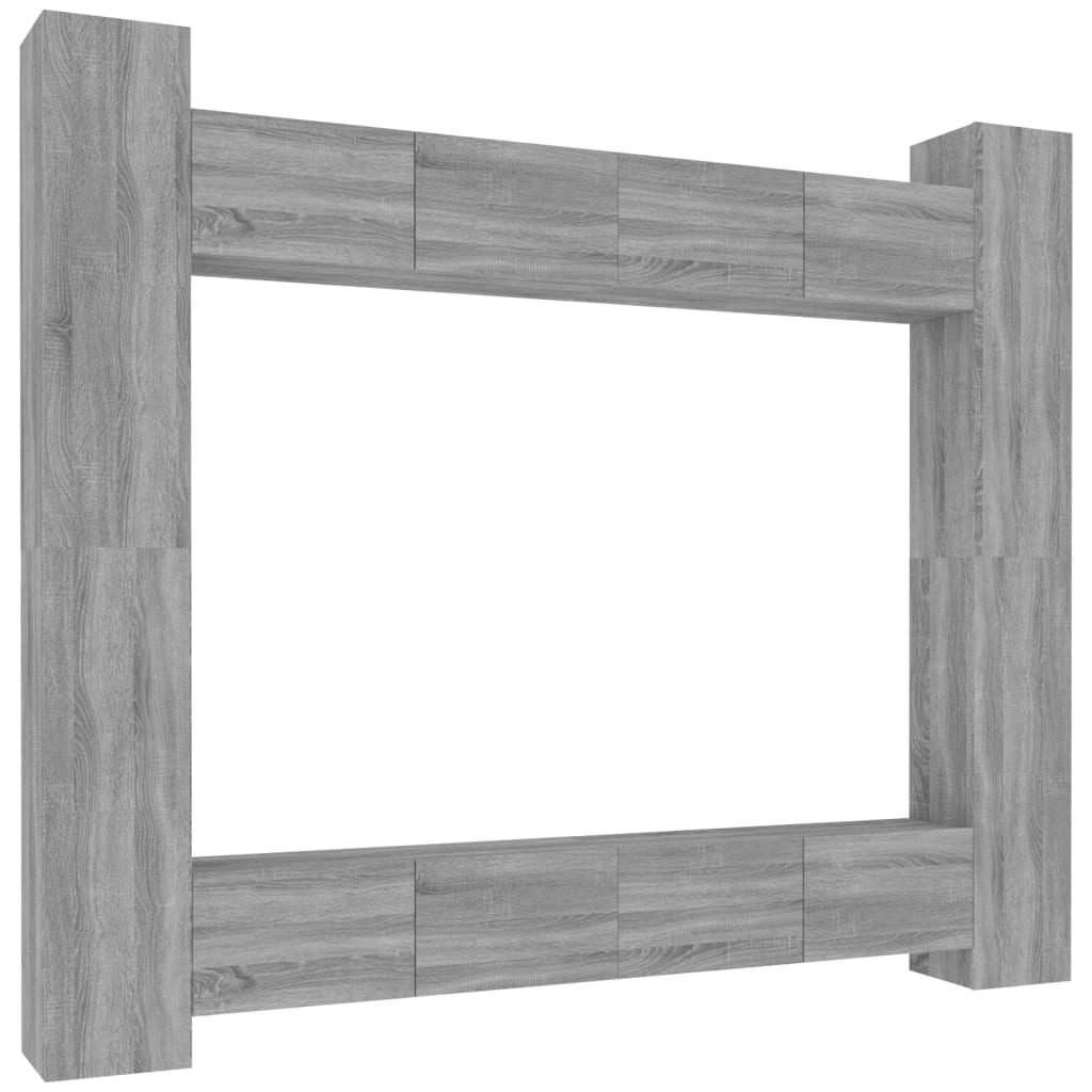 8 Piece TV Cabinet Set Grey Sonoma Engineered Wood