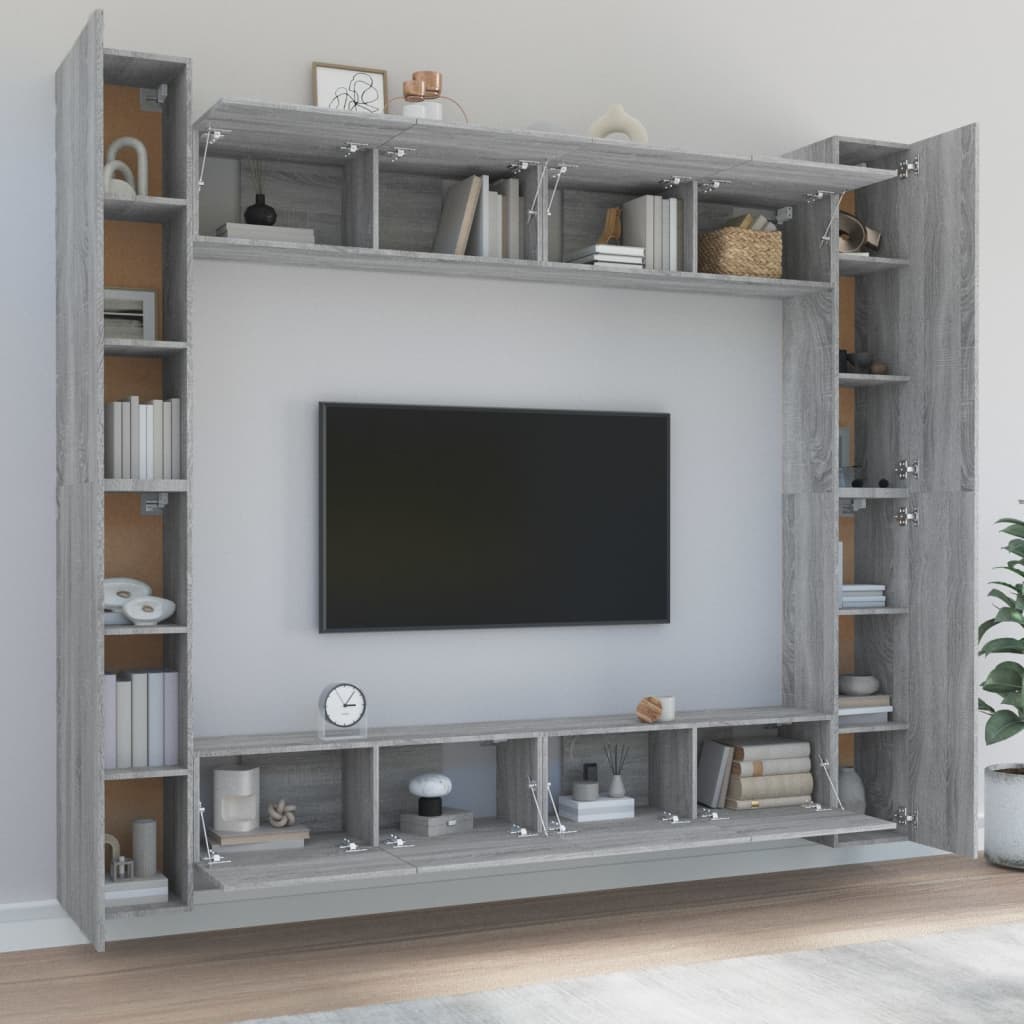 8 Piece TV Cabinet Set Grey Sonoma Engineered Wood