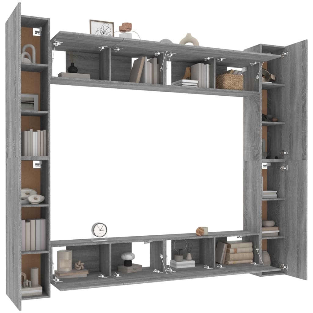 8 Piece TV Cabinet Set Grey Sonoma Engineered Wood