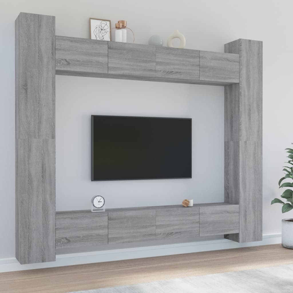 8 Piece TV Cabinet Set Grey Sonoma Engineered Wood