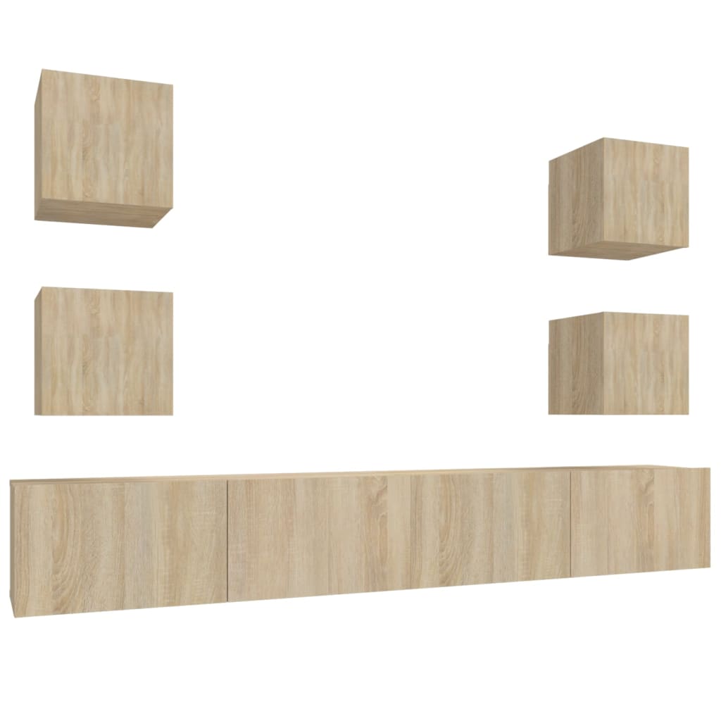 6 Piece TV Cabinet Set Sonoma Oak Engineered Wood