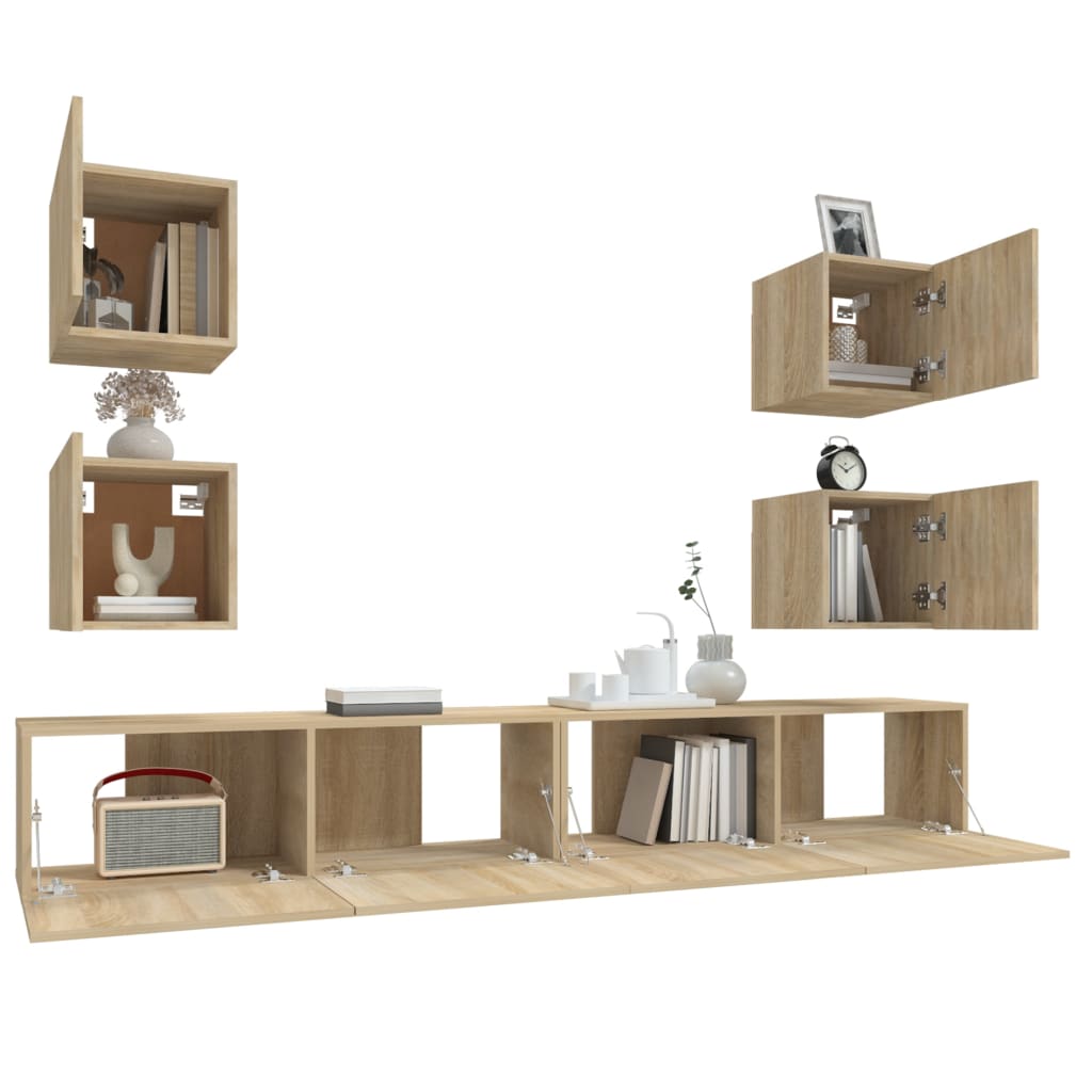 6 Piece TV Cabinet Set Sonoma Oak Engineered Wood
