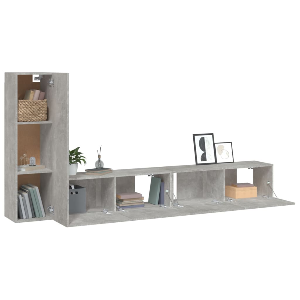 3 Piece TV Cabinet Set Concrete Grey Engineered Wood