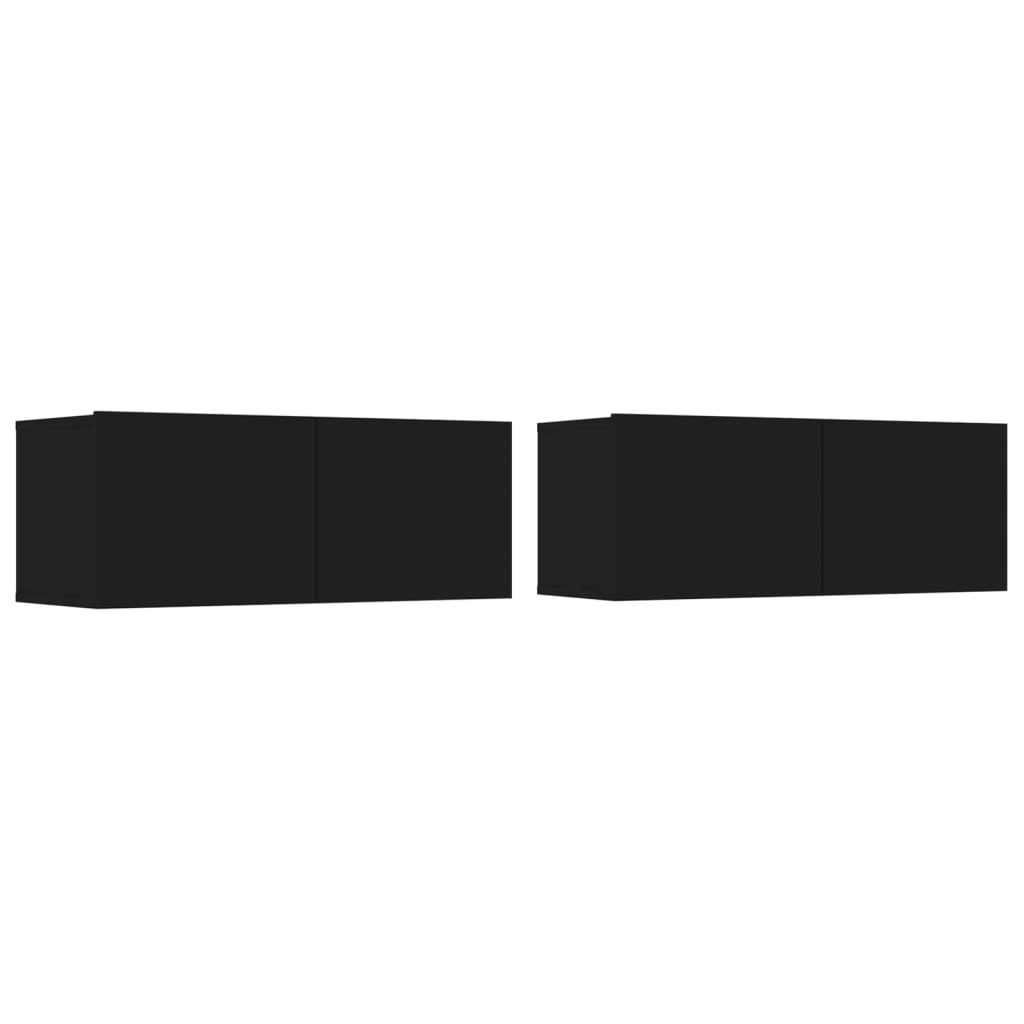 4 Piece TV Cabinet Set Black Engineered Wood