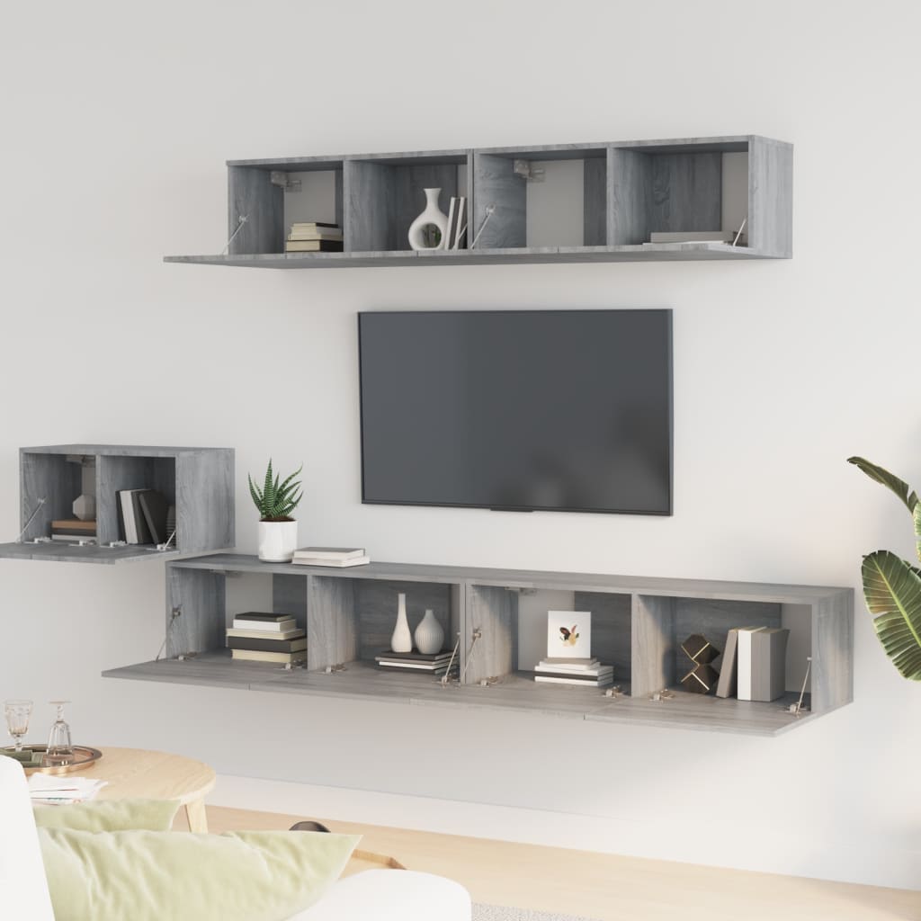 5 Piece TV Cabinet Set Grey Sonoma Engineered Wood
