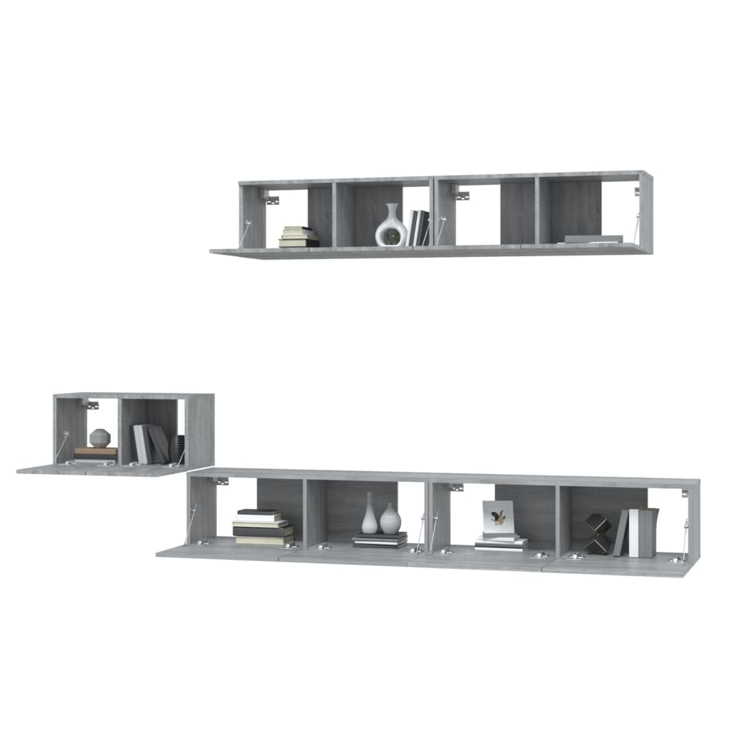 5 Piece TV Cabinet Set Grey Sonoma Engineered Wood