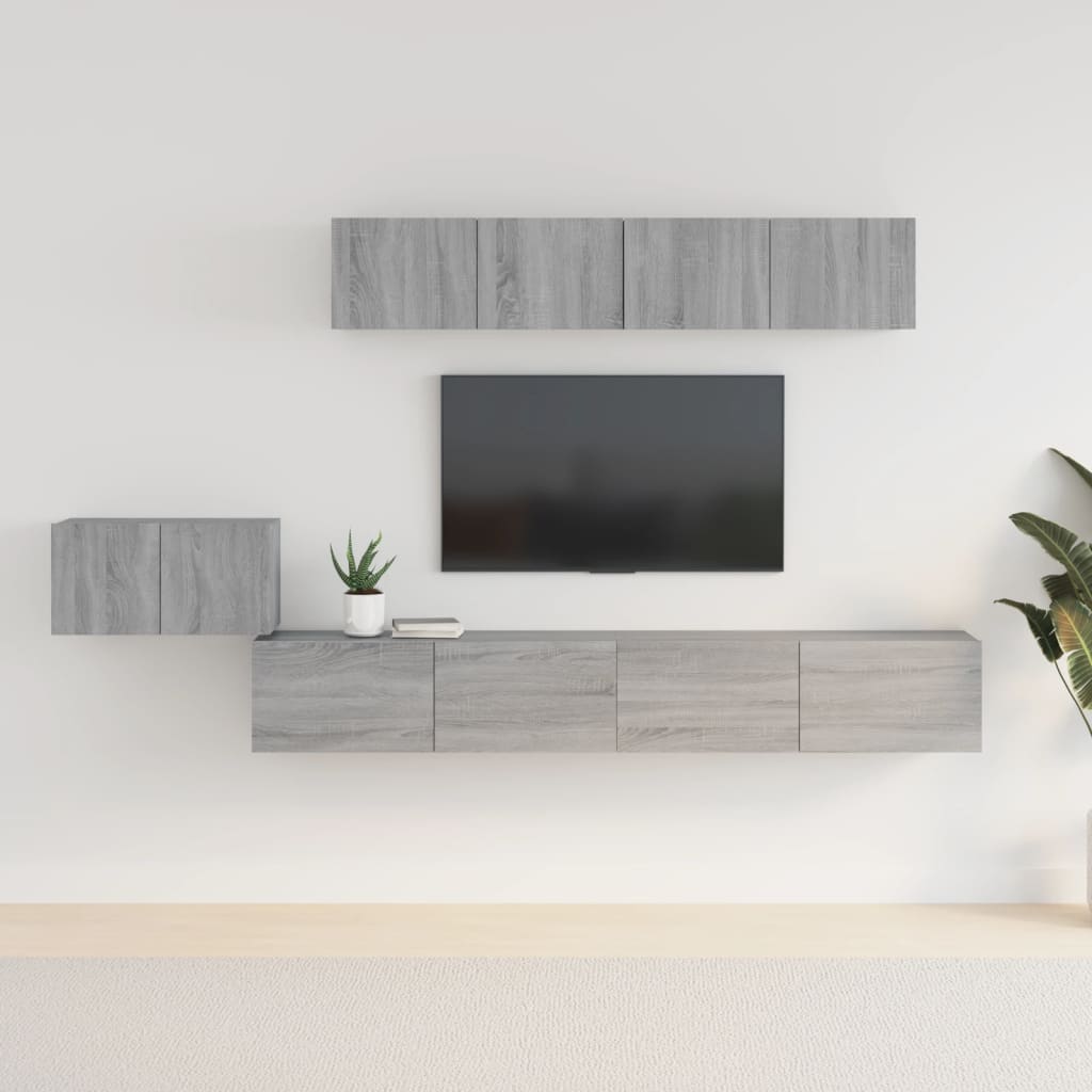5 Piece TV Cabinet Set Grey Sonoma Engineered Wood