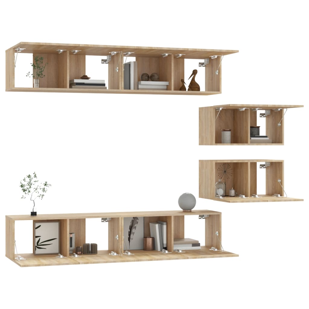 4 Piece TV Cabinet Set Sonoma Oak Engineered Wood