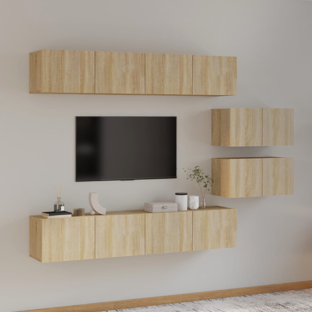 4 Piece TV Cabinet Set Sonoma Oak Engineered Wood