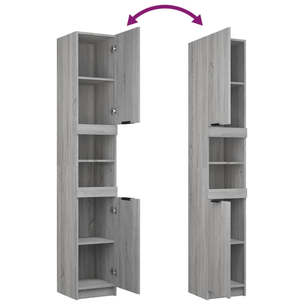 4 Piece Bathroom Cabinet Set Grey Sonoma Engineered Wood