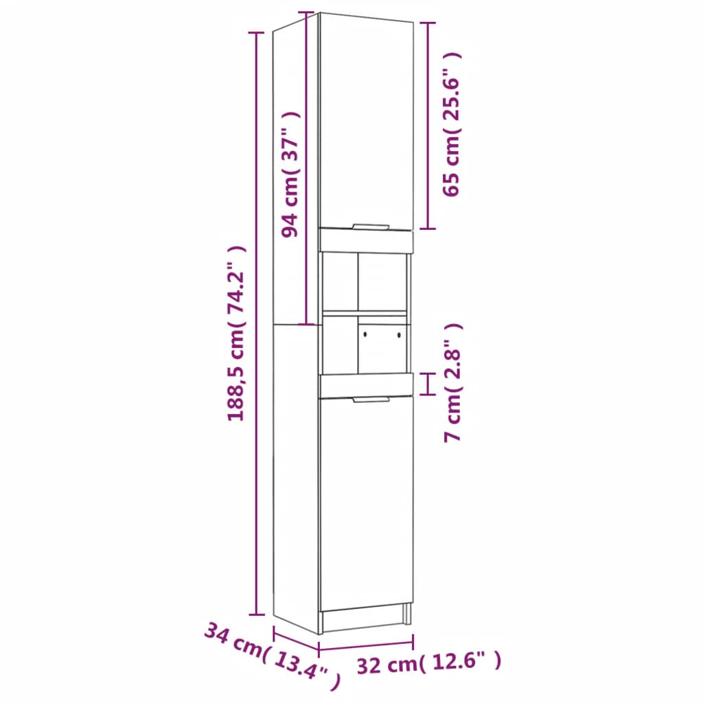 4 Piece Bathroom Cabinet Set Grey Sonoma Engineered Wood