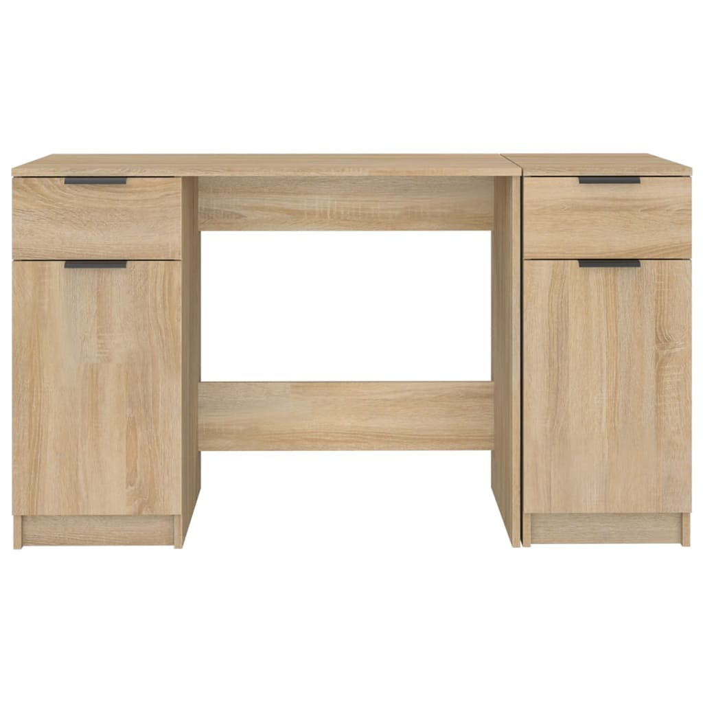 Sonoma Oak Engineered Wood Desk with Side Cabinet