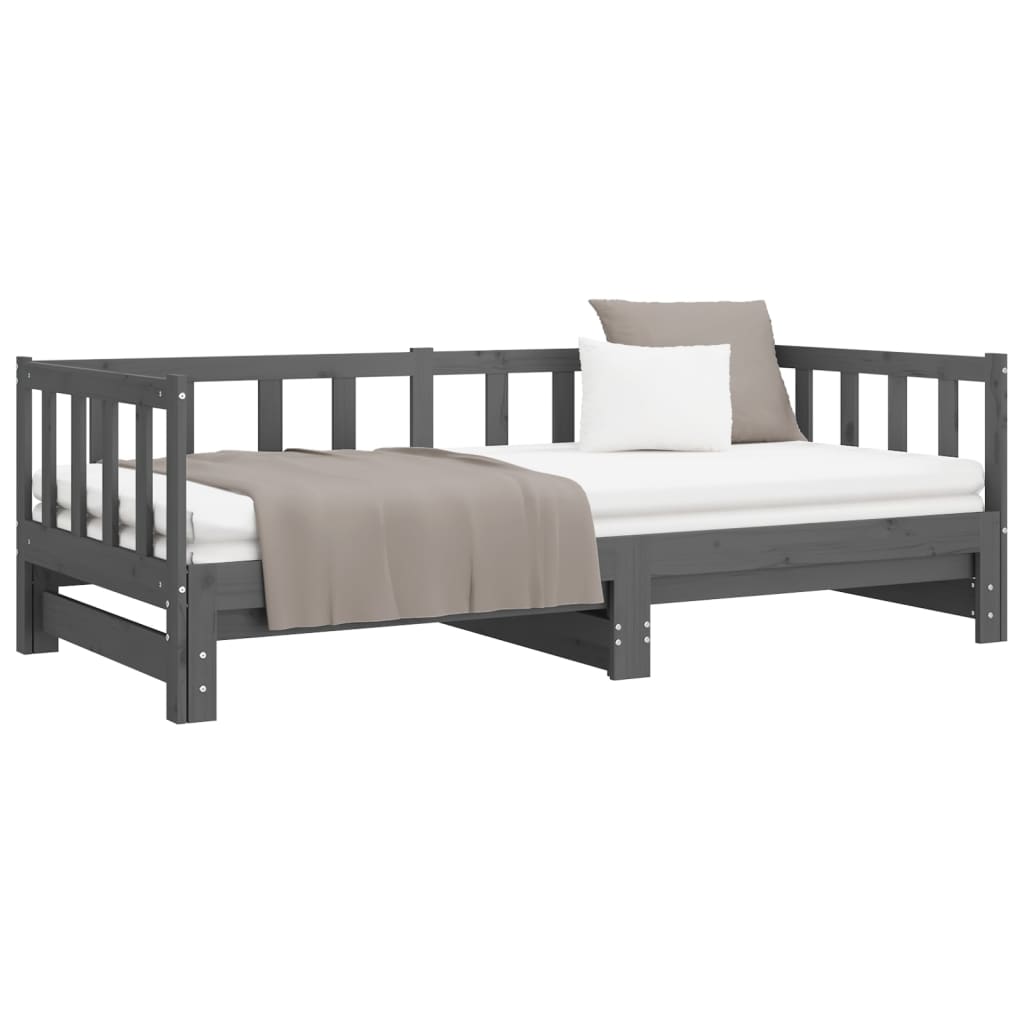 Grey Pull-out Day Bed Frame 2x(90x190)cm - No Mattress Included