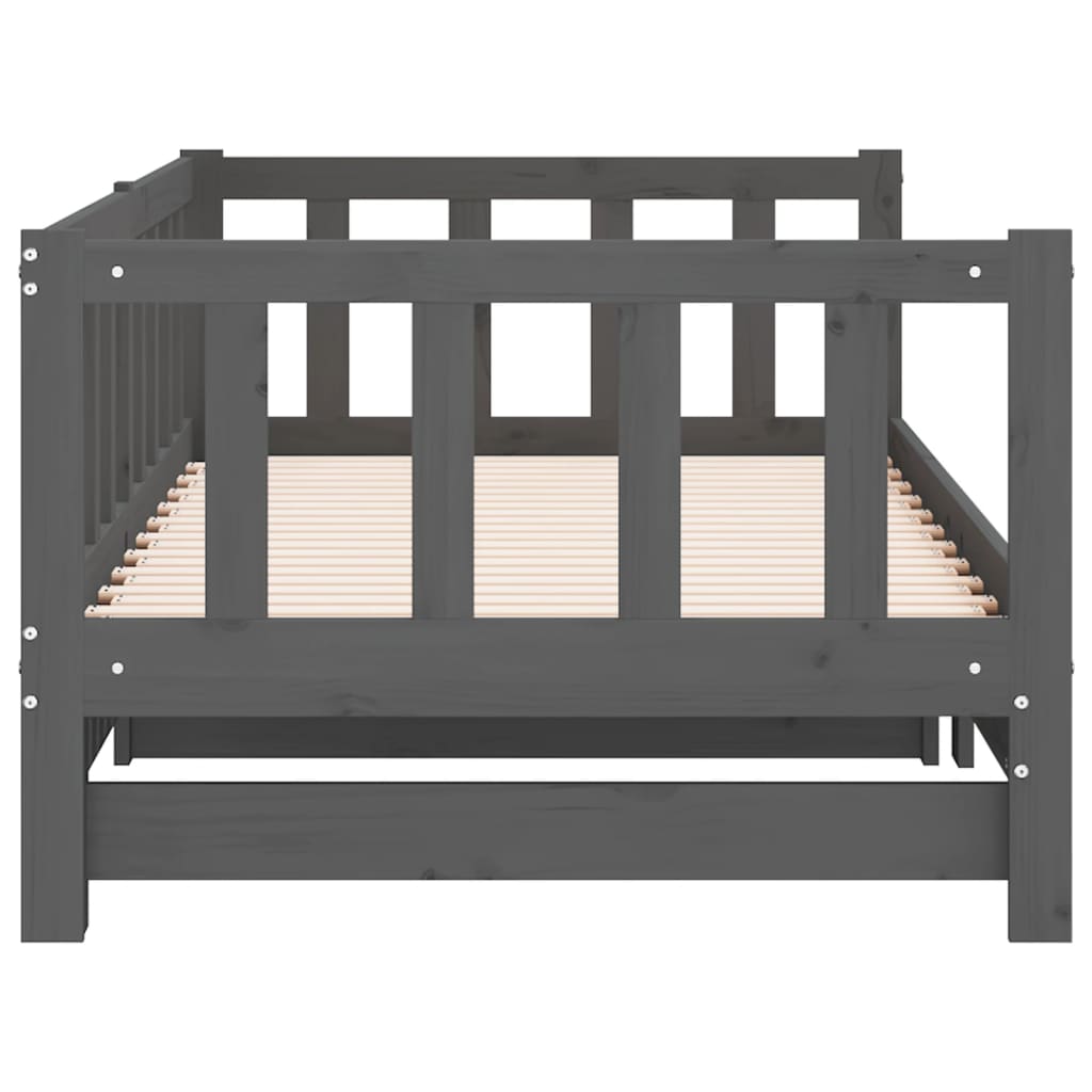 Grey Pull-out Day Bed Frame 2x(90x190)cm - No Mattress Included